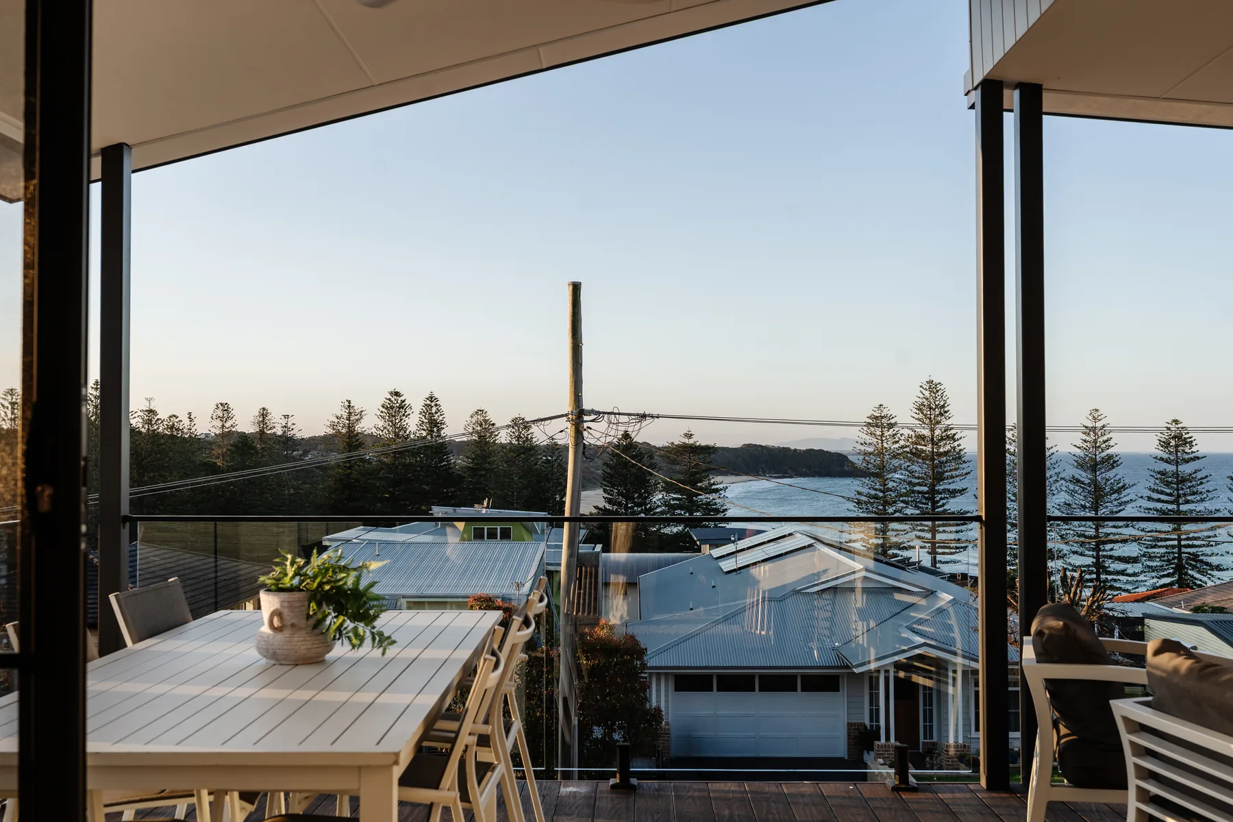 Alfresco dining on the deck with ocean views